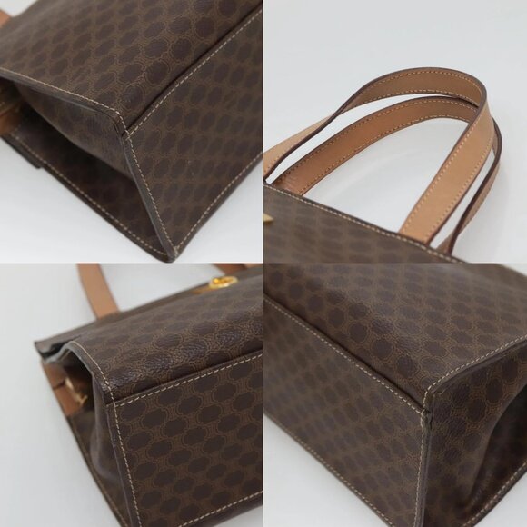 CELINE Macadam Canvas Hand Bag PVC Leather 2way Brown Gold Auth 123320 - Picture 15 of 15